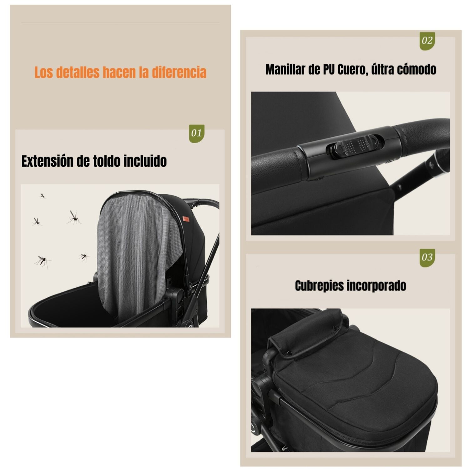 Coche Travel System Toldo 360&deg;gese Baby Negro Lubabycas image number 7.0