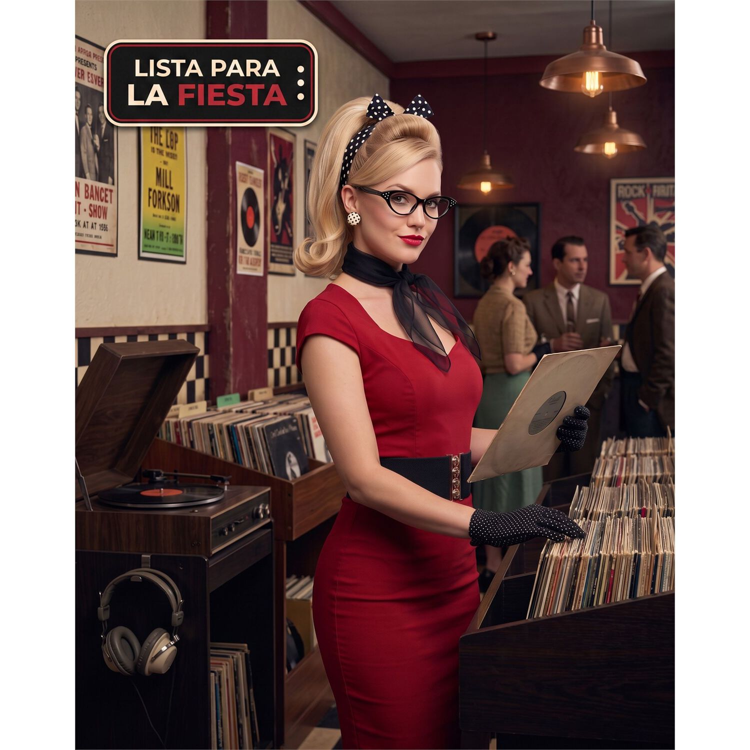 Set Disfraz Mujer Retro A&ntilde;os 50 Pink Up image number 12.0