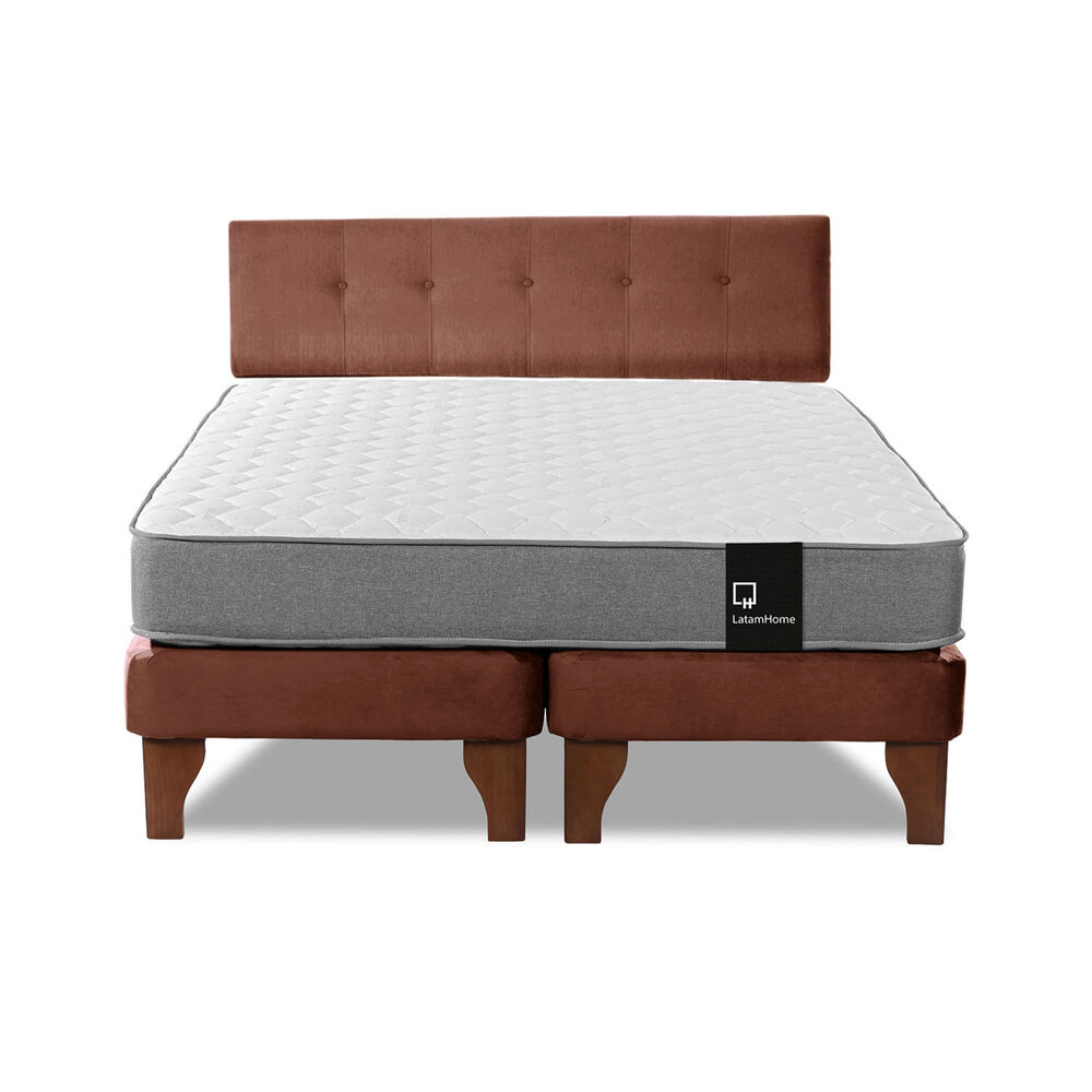 Cama Europea Zen Best Tela Velvet Chocolate 2 Plazas + Respaldo image number 3.0