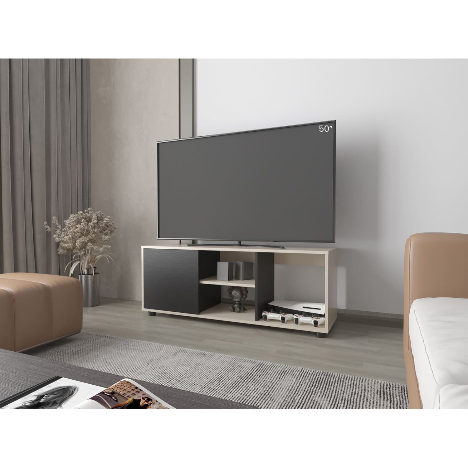 Rack Tv 50" 120,3x34,9x46,7 Cm 1 Puerta Abatible image number 4.0