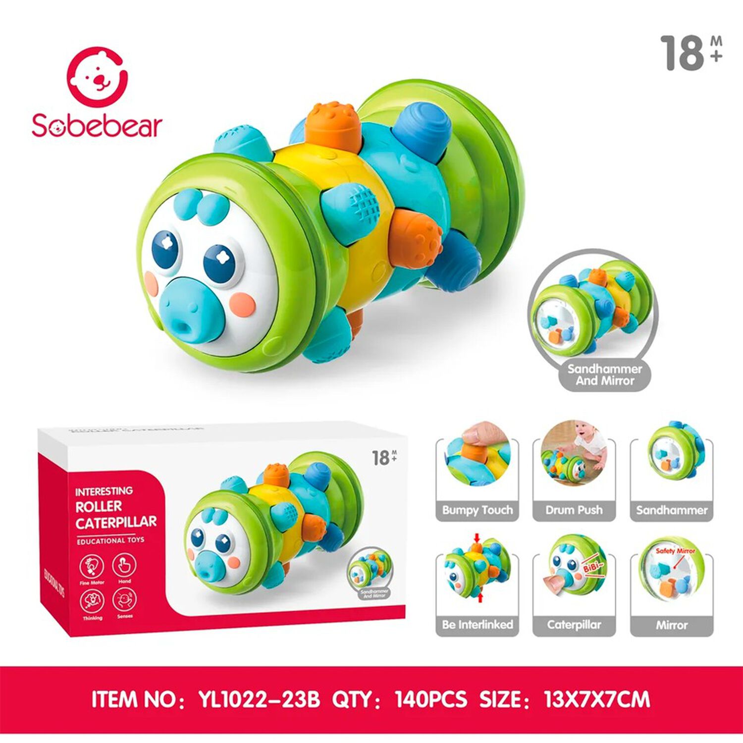 Juguete Sensorial En Forma De Oruga Para Beb&eacute;s Y Ni&ntilde;os image number 4.0