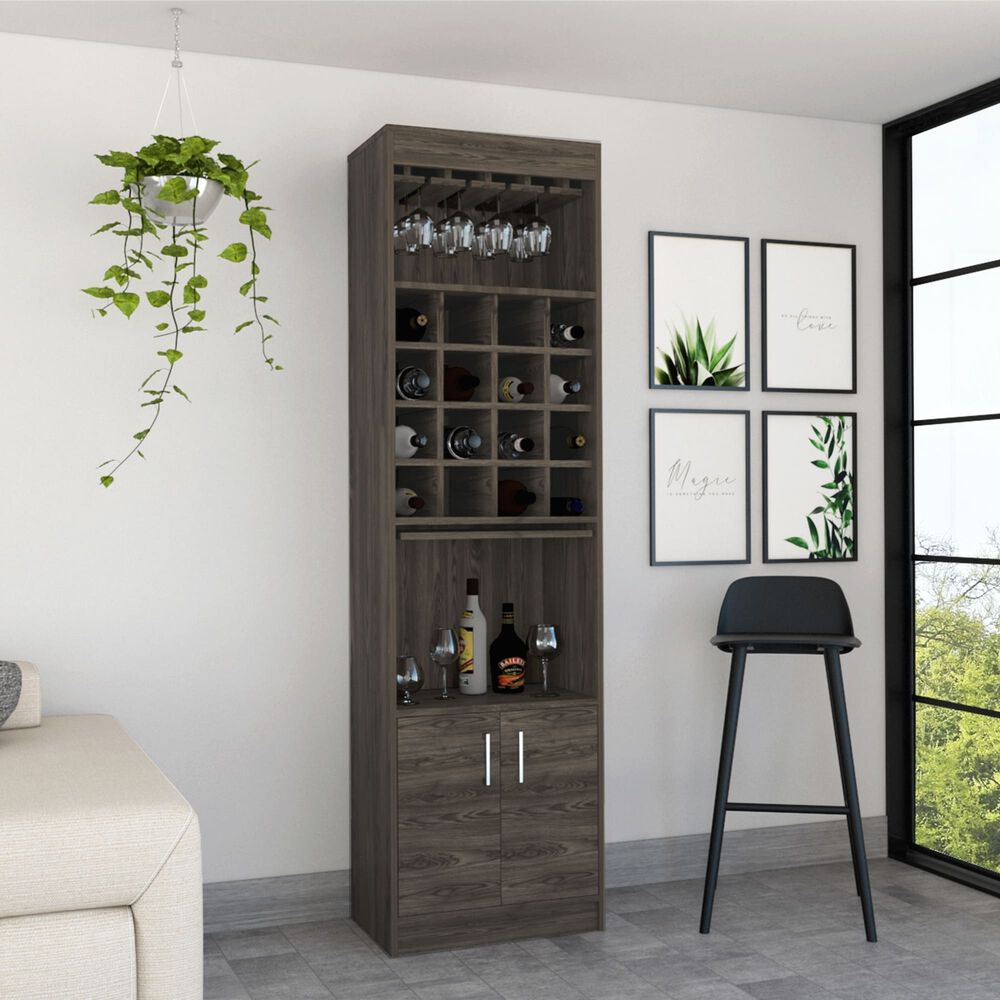 Bar Alto 2 Puertas 16 Botelleros Caf&eacute; Oscuro 180 Cm X 32 Cm X 51 Cm image number 4.0