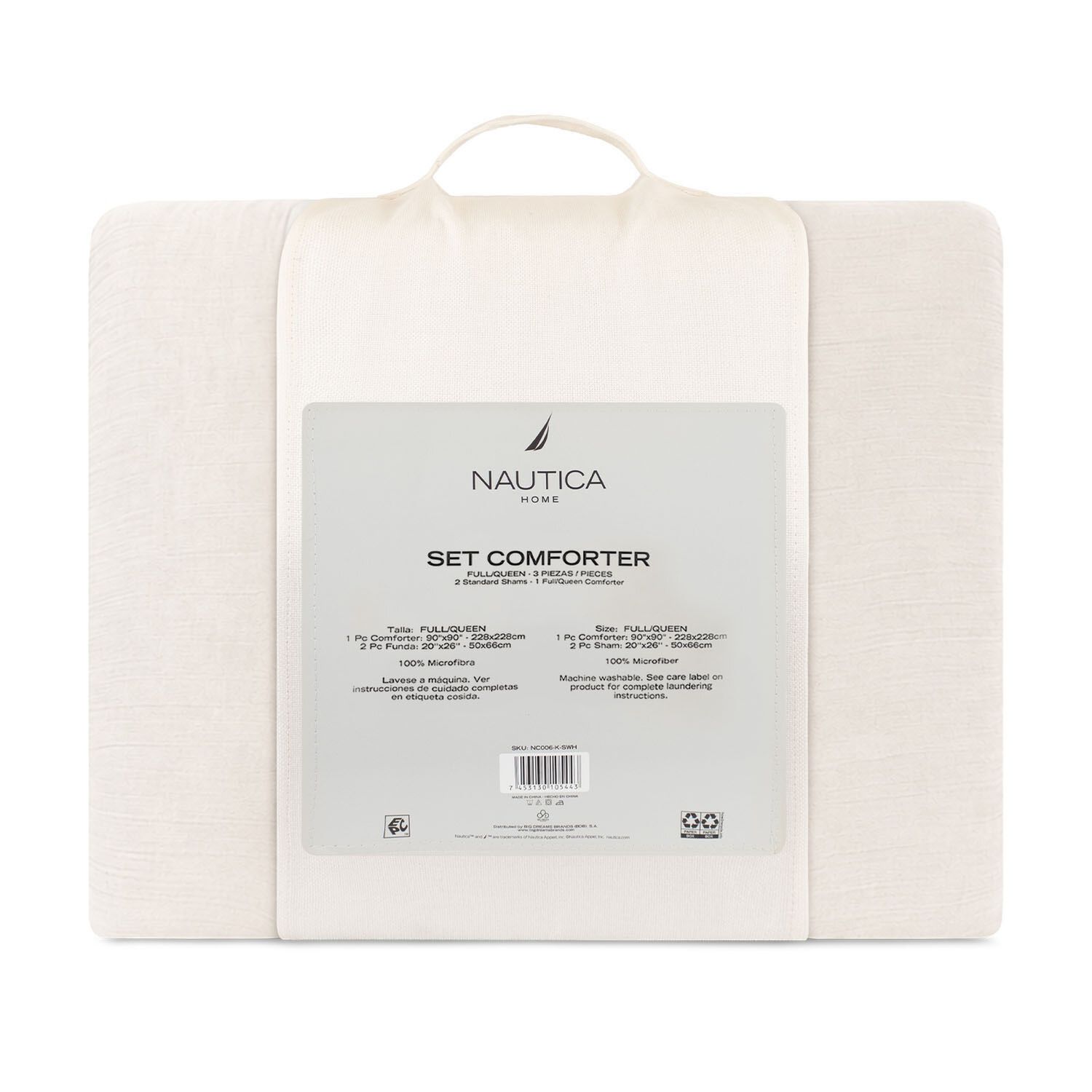 Cubrecama Queen Nautica Home Reversible Beige + Fundas image number 2.0