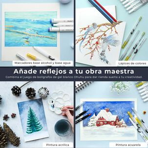 Ohuhu 12 Bol&iacute;grafos De Gel Dorados, Plateados Y Blancos