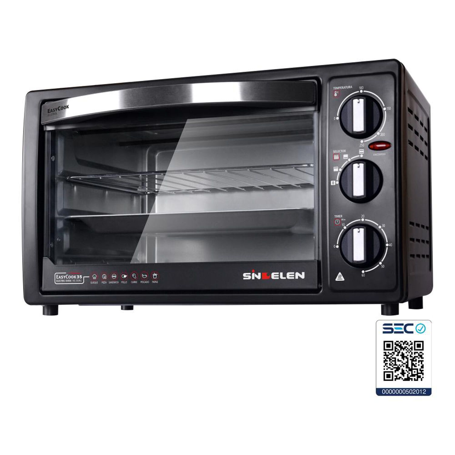 Horno El&eacute;ctrico Sindelen HE-350NG / 35 Litros / 1250W image number 2.0