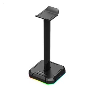 Soporte Audifonos Rgb 4puertos Usb Negro Scepterpro