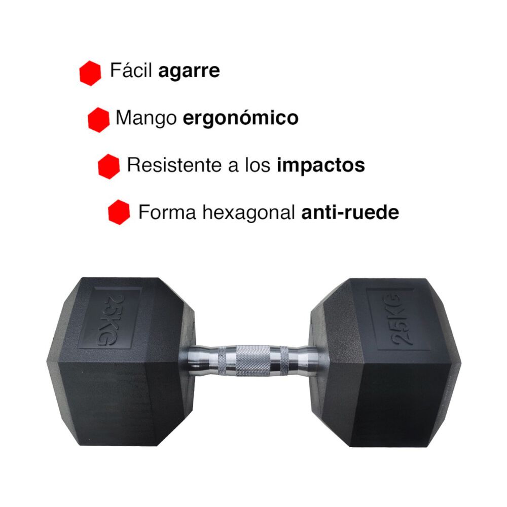 Mancuerna Hexagonal Acero Recubierta Caucho 22.5 Kg image number 2.0