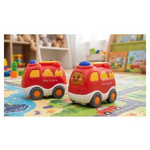 Set 2 Autos Juguete Cartoon Car Bombero Cami&oacute;n Beb&eacute;