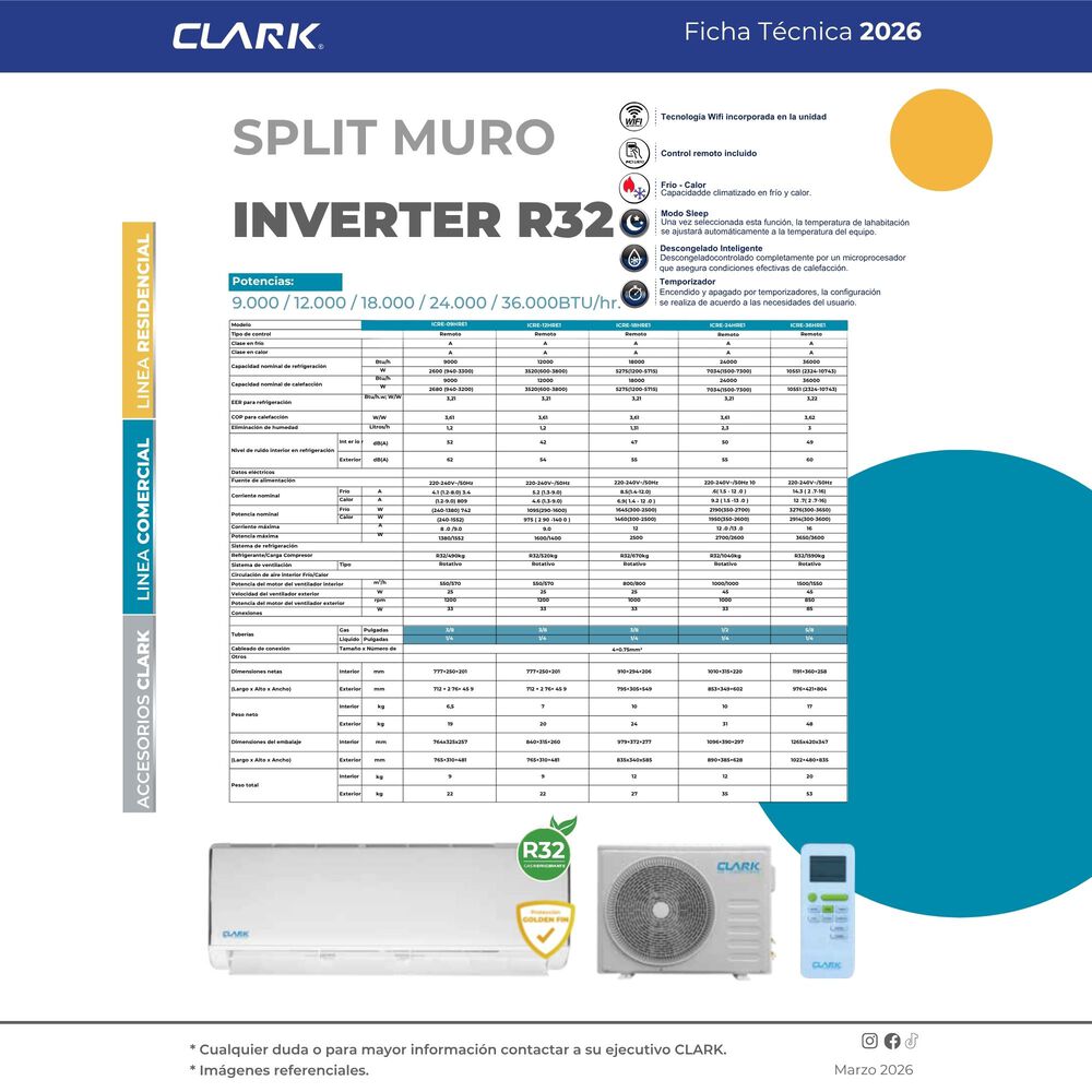 Aire Acondicionado Split Muro Inverter 9000 Btu R32 image number 3.0