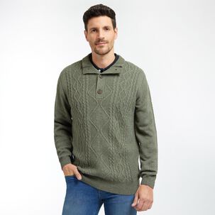 Sweater Trenzado Cuello Alto Con Botones Hombre Peroe