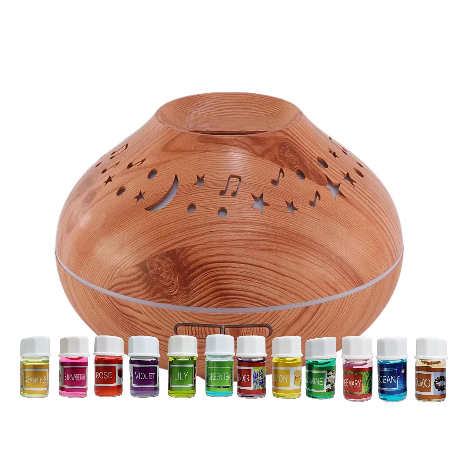 Pack Humidificador Cafe Luna Y Estrella + 12 Esencias Aromaticas image number 2.0