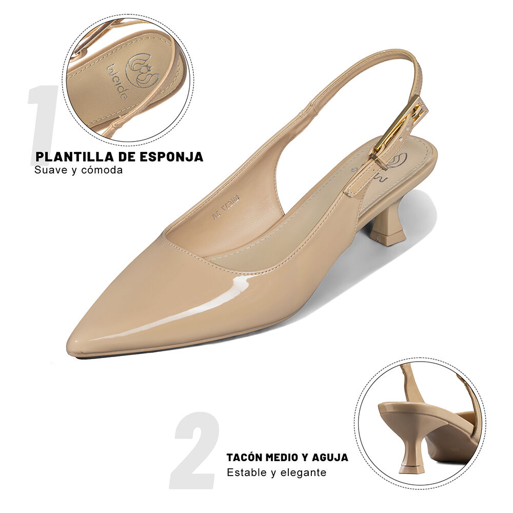 Zapato Taco Talón Abierto Simil Charol Mujer Weide Ghe37 image number 8.0