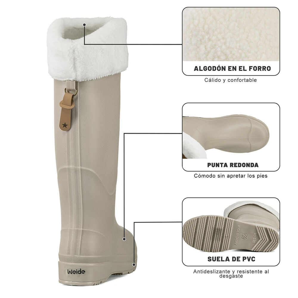 Bota De Agua Mujer Pvc Impermeable Casual Comodo Weide Gh160 image number 7.0
