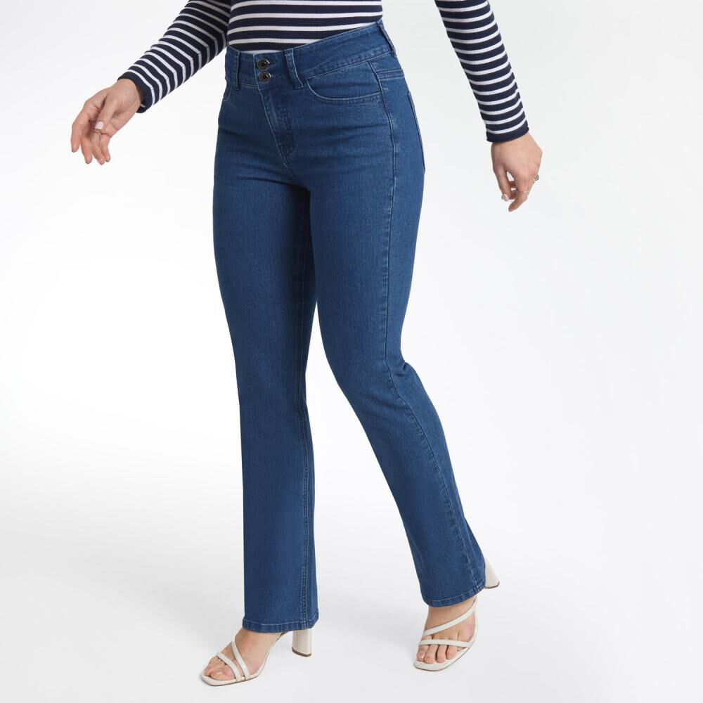 Jeans Botón Con Bolsillo Tiro Medio Regular Mujer Geeps image number 2.0