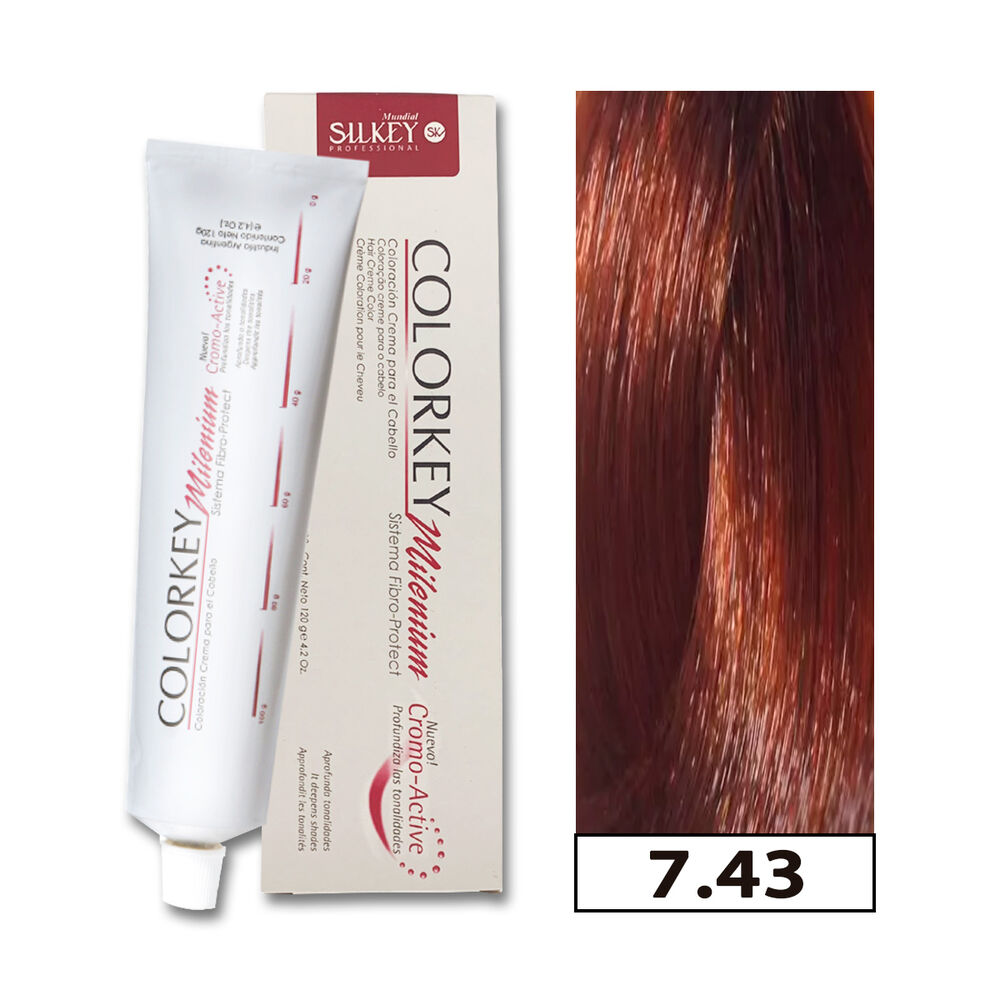 Tinte Permanente Colorkey Millenium Silkey 120gr 7.43 Rubio Mediano Cobrizo Dorado + Oxidante image number 0.0