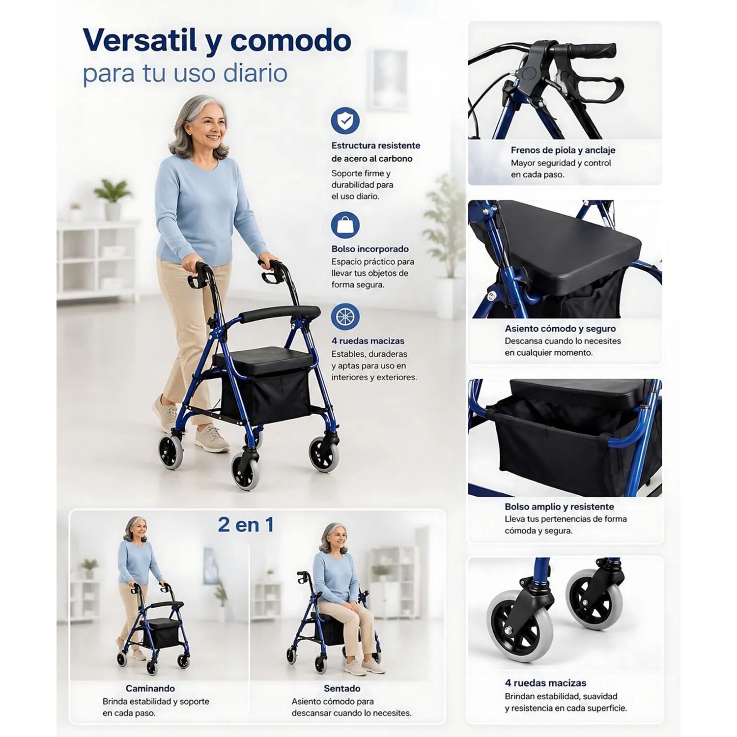 Andador Ortopedia Burrito Con Asiento Y Bolso 4 Ruedas 3004b 1 Oneder image number 1.0