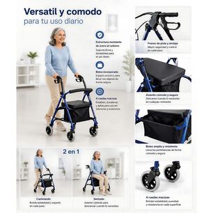 Andador Ortopedia Burrito Con Asiento Y Bolso 4 Ruedas 3004b 1 Oneder