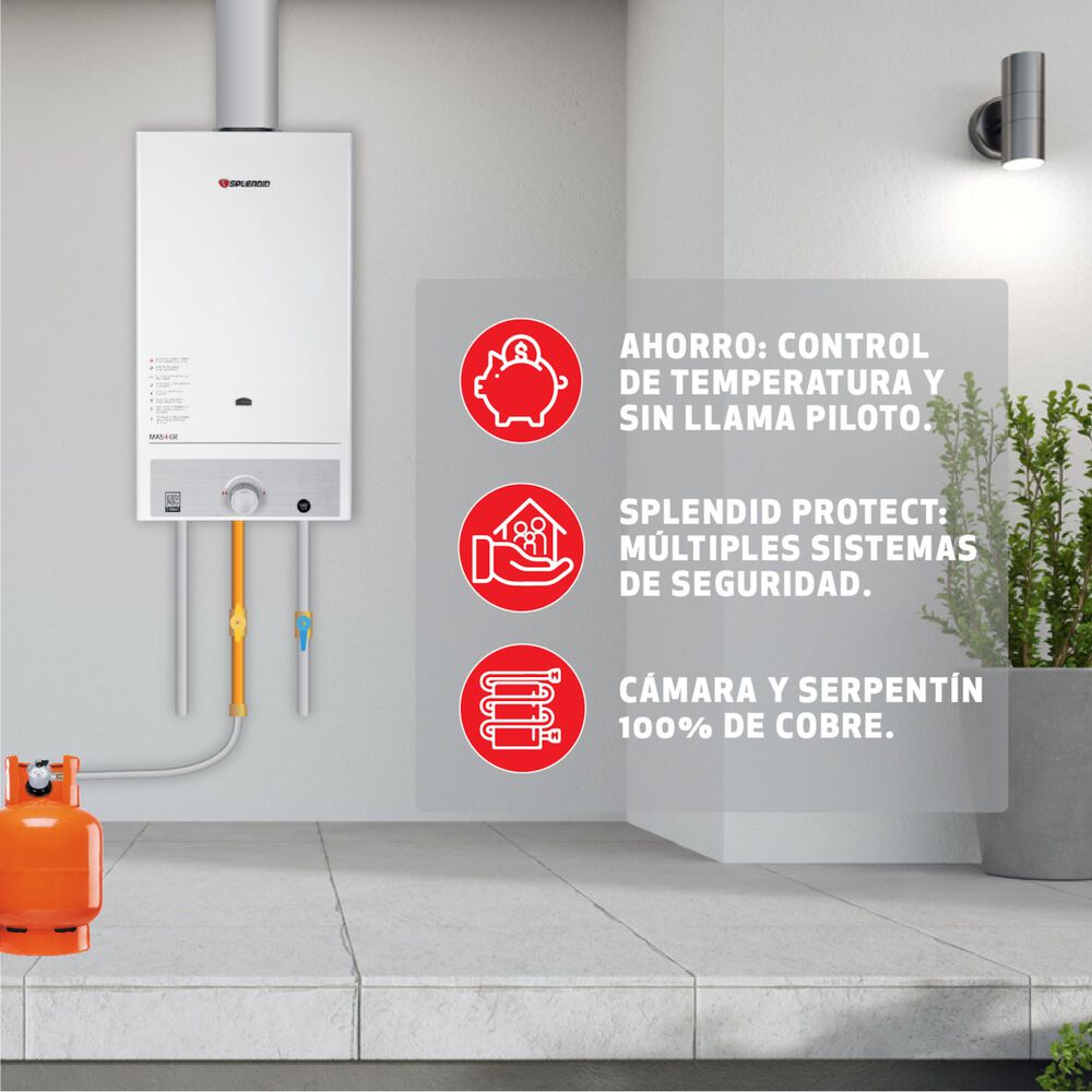 Calefont 11 Litros Gas Licuado Tiro Natural Splendid image number 2.0