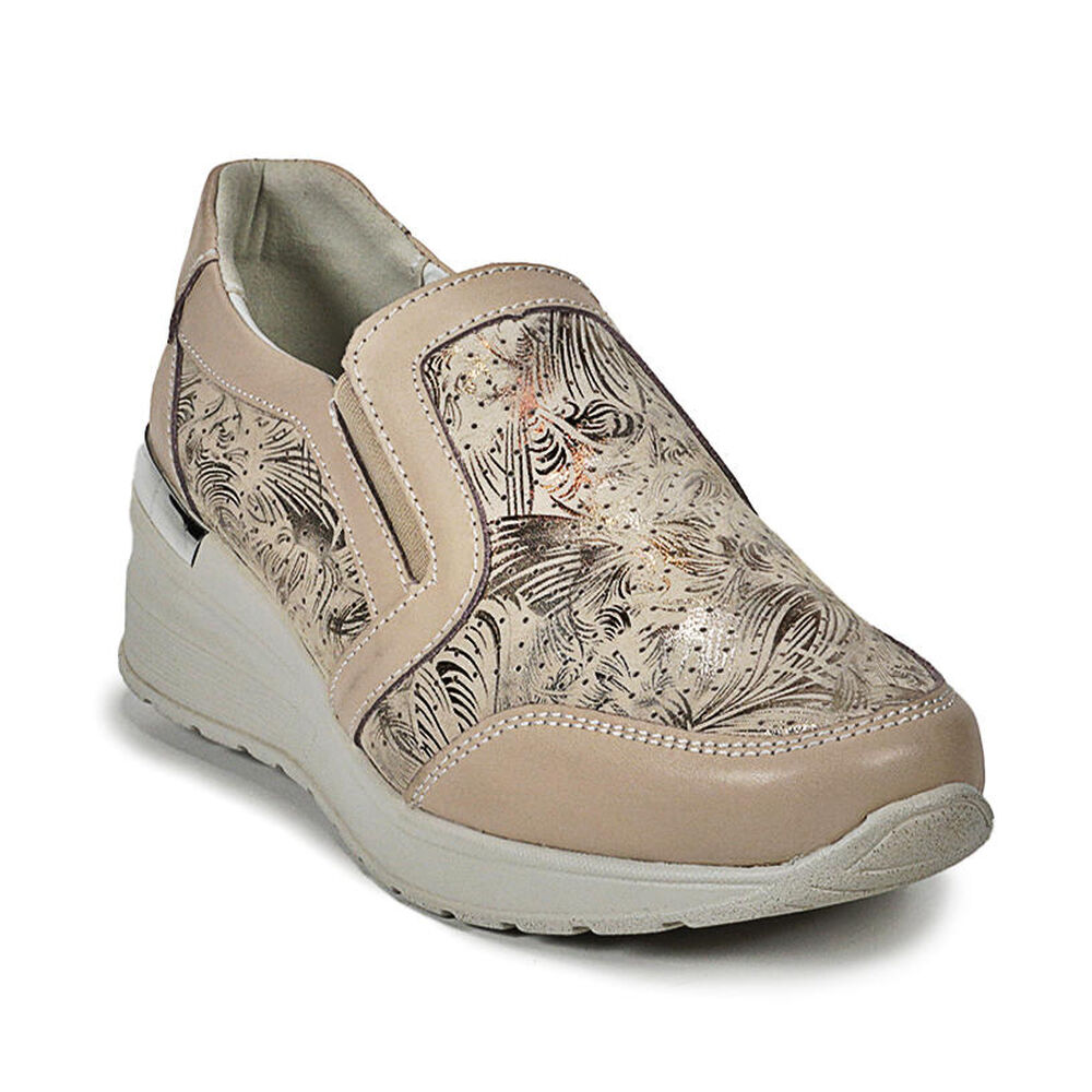 Zapatilla Cuero Ibbie Beige image number 2.0
