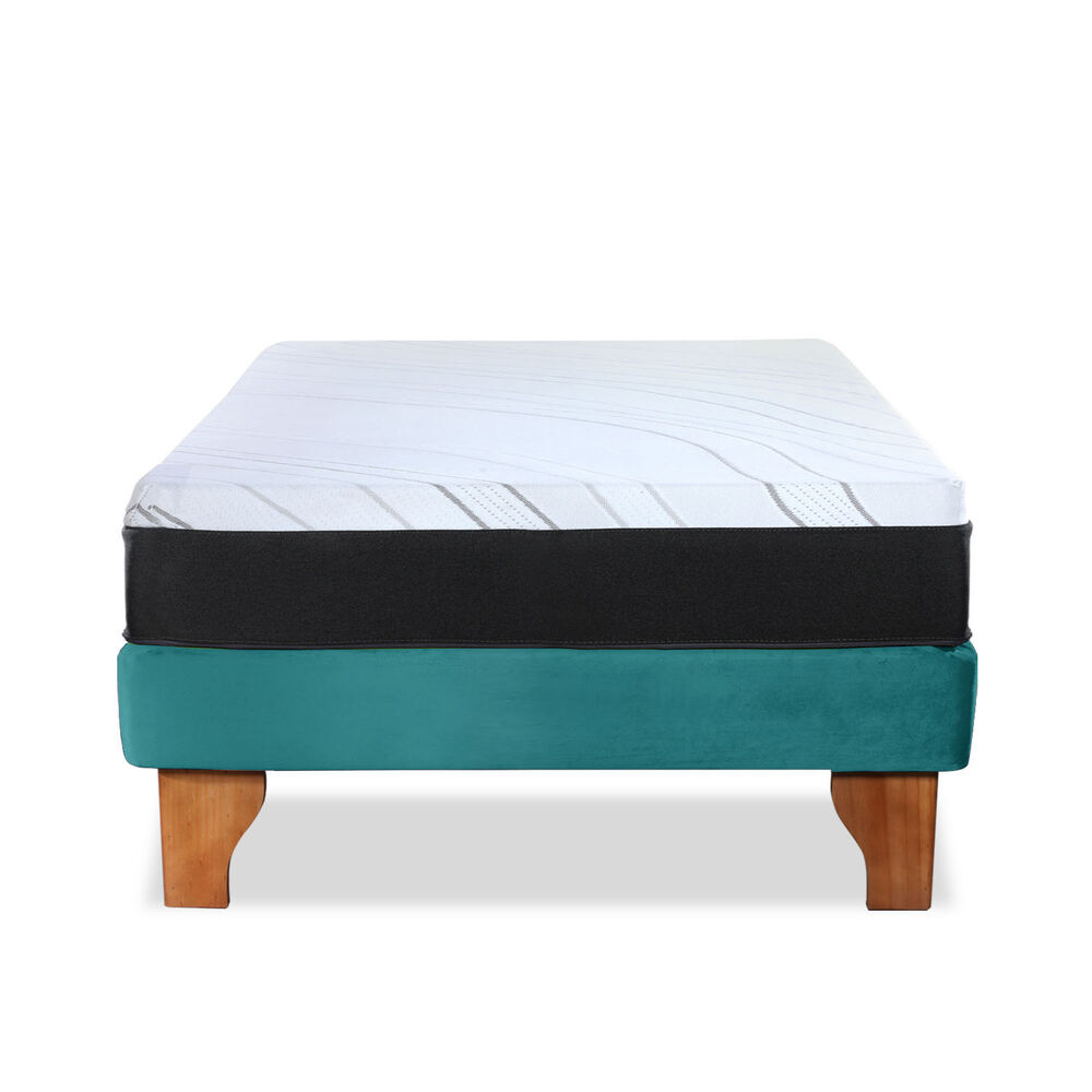 Cama Europea Zen Pro 1.5 Plazas Tela Velvet Turquesa image number 2.0