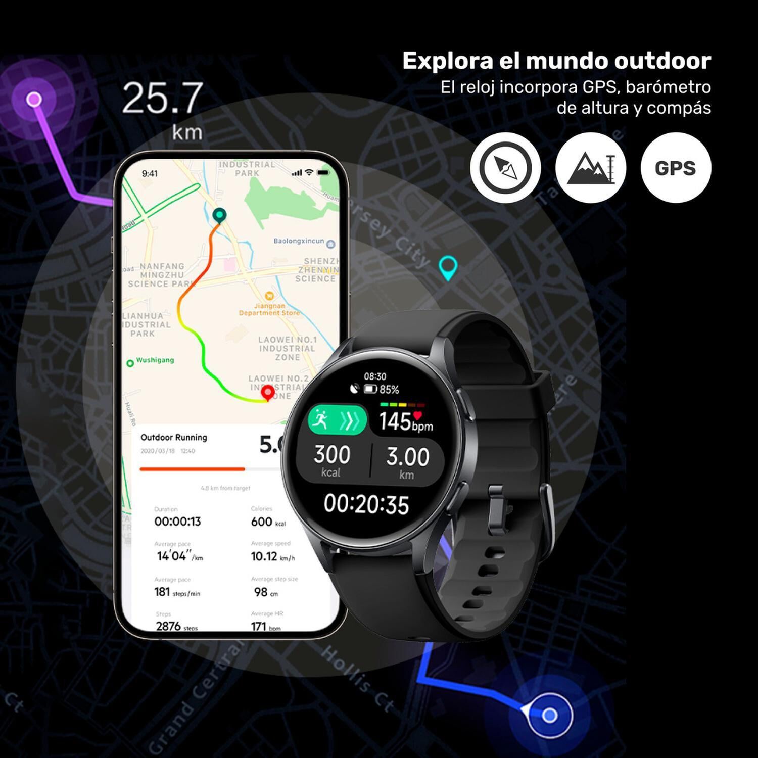 Reloj Smartwatch Lhotse Vibe 05 Gps Black 45mm image number 5.0