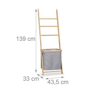 Toallero Escalera De Bamb&uacute; Con Cesta De Almacenamiento