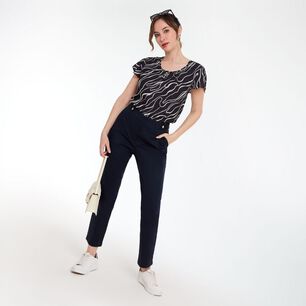 Blusa Full Print Sin Mangas Con Vuelos Cuello Redondo Mujer Lesage