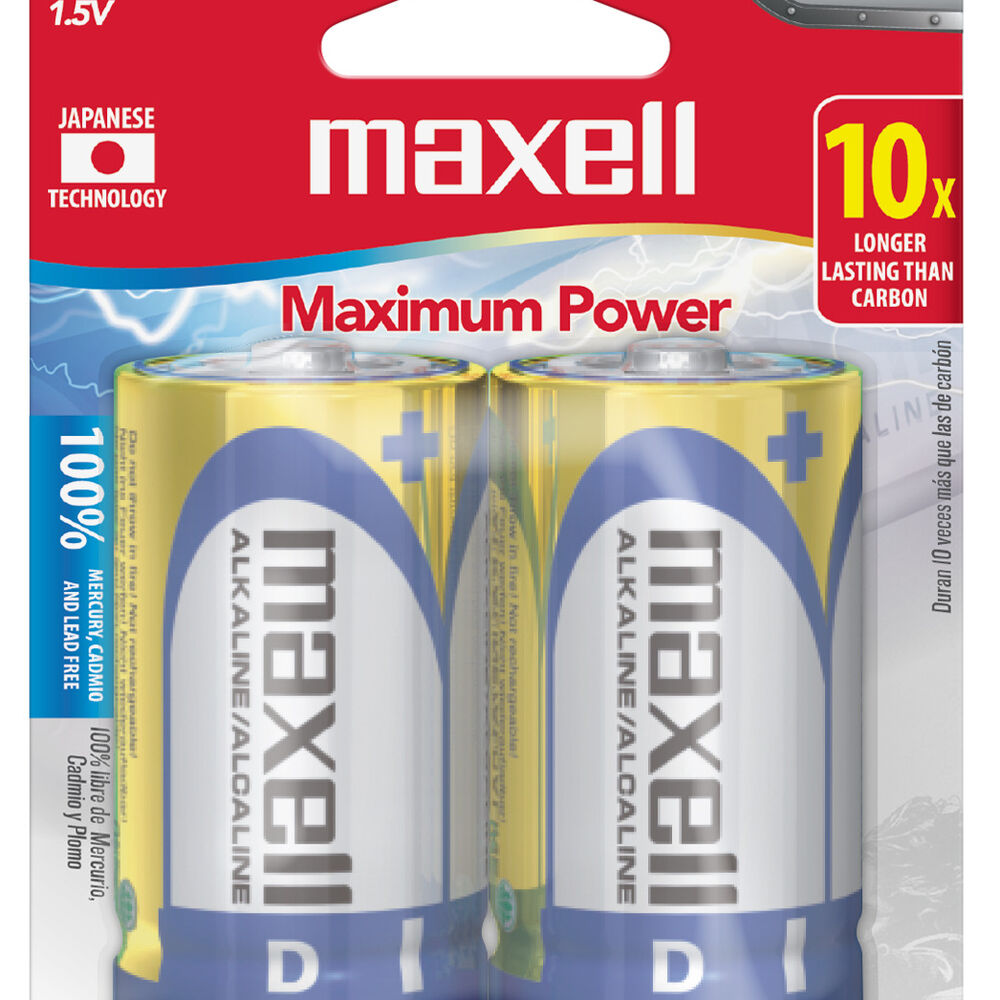 Pack 2 Pilas Alcalinas Maxell Tipo D image number 0.0