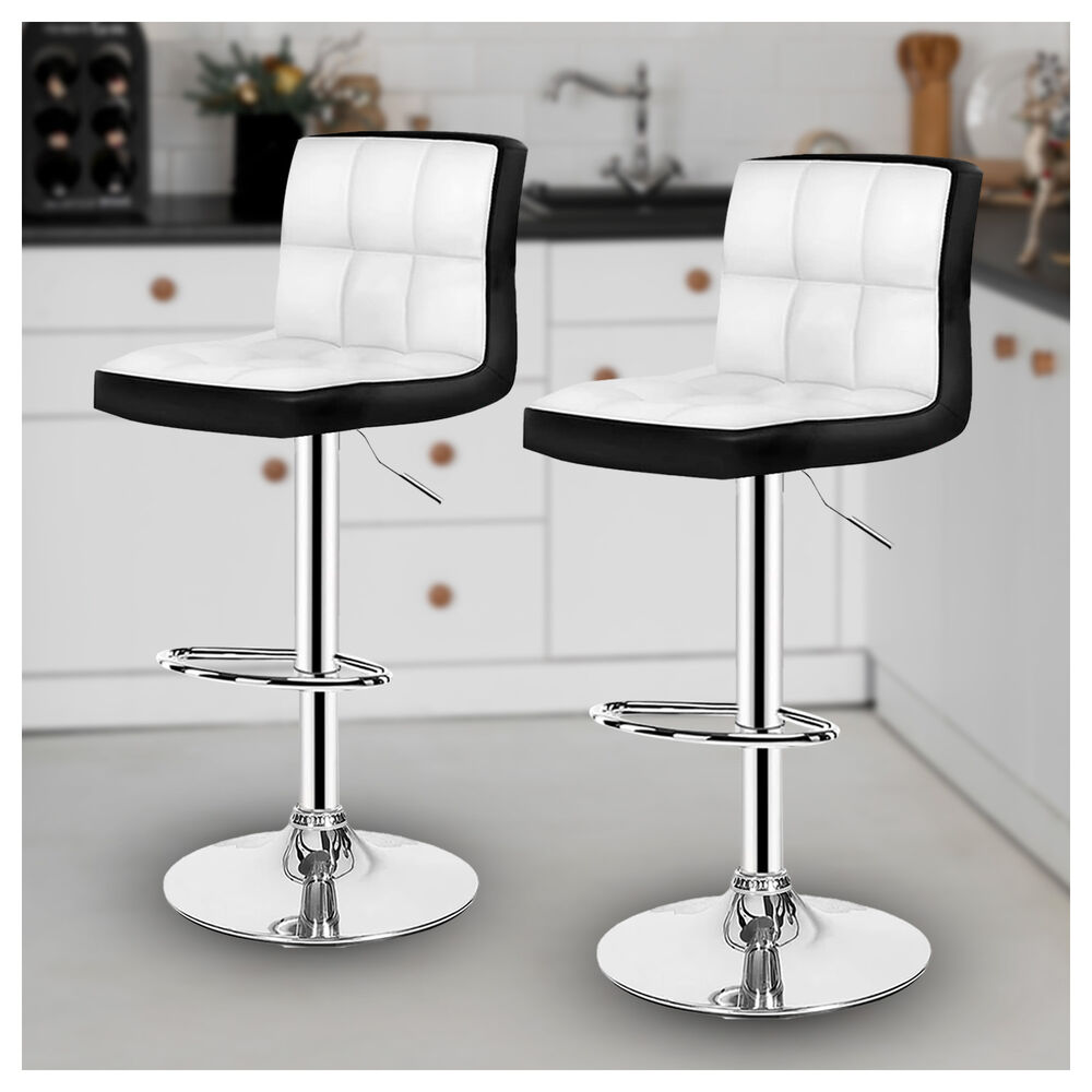 Pack 2 Silla Piso Bar Taburete Con Respaldo Blanco Y Negro image number 4.0