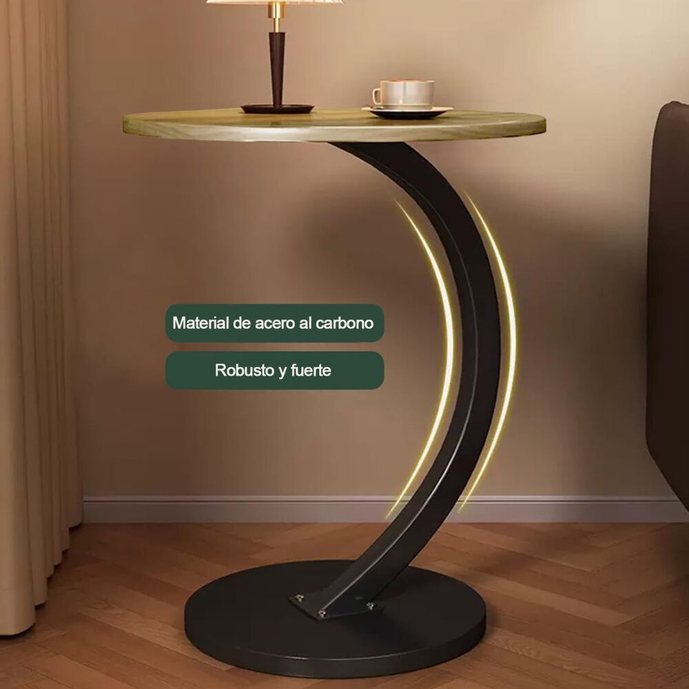 Mesa Auxiliar Redonda Madera Diseño C 40cm Beige image number 3.0