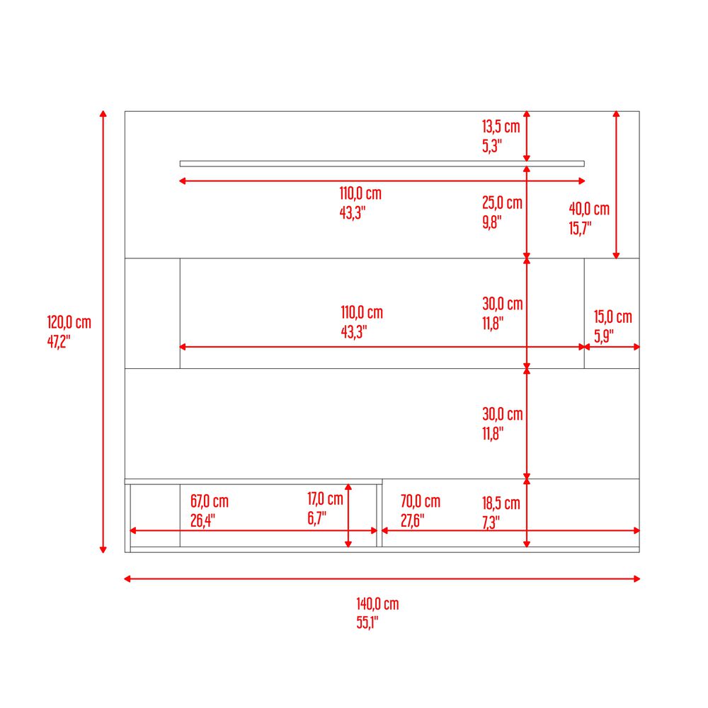 Panel Tv 55" 120x150x31,5 Cm Fm-001o Caf&eacute; Claro Y Negro image number 4.0