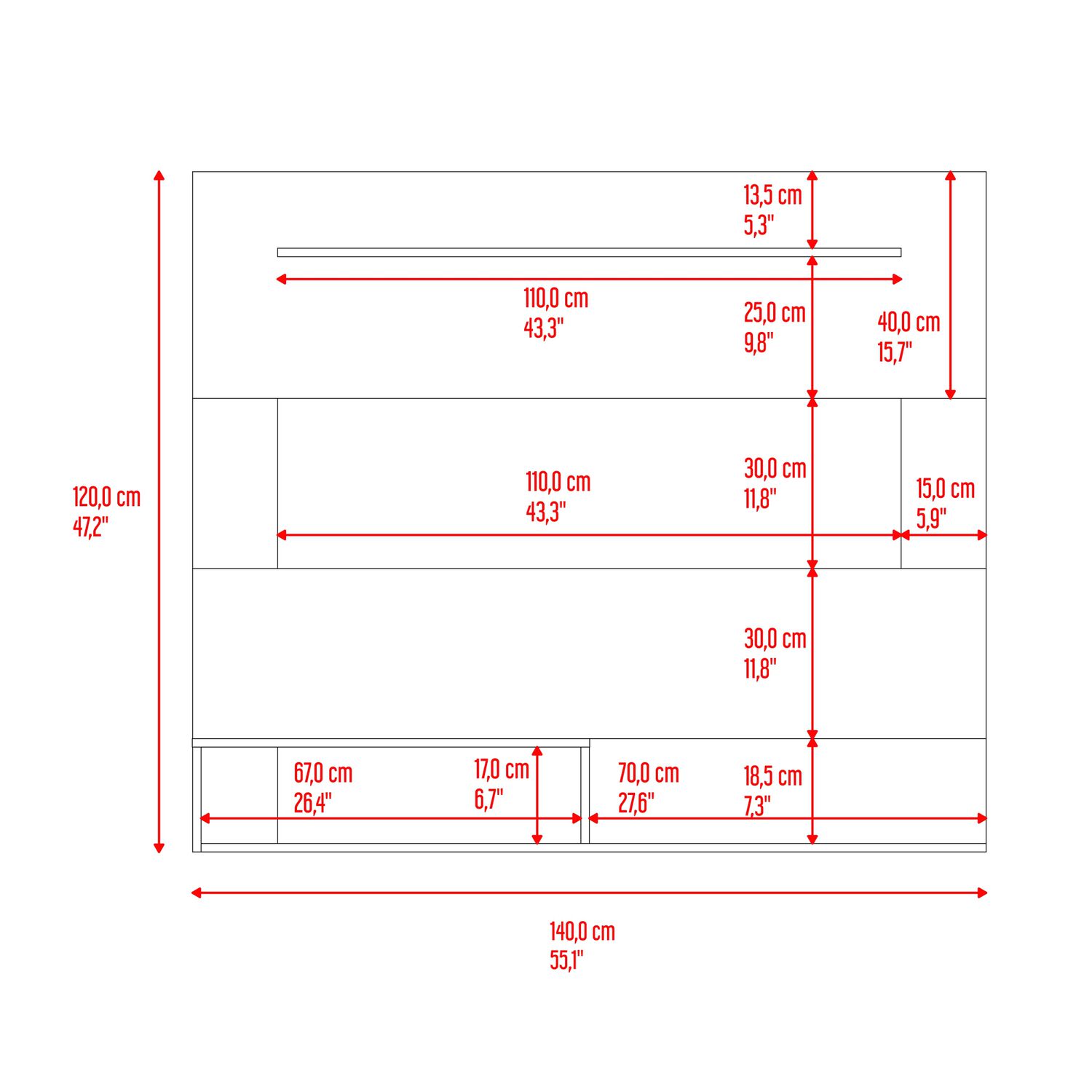 Panel Tv 55" 120x150x31,5 Cm Fm-001o Caf&eacute; Claro Y Negro image number 4.0