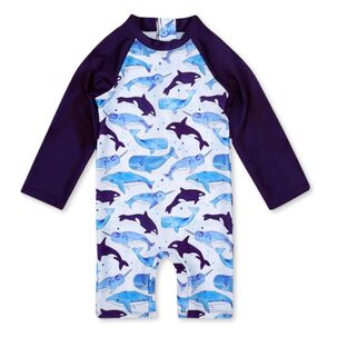Traje De Ba&ntilde;o Enterito Manga Larga Ni&ntilde;o Jump Kids Ballena Azul