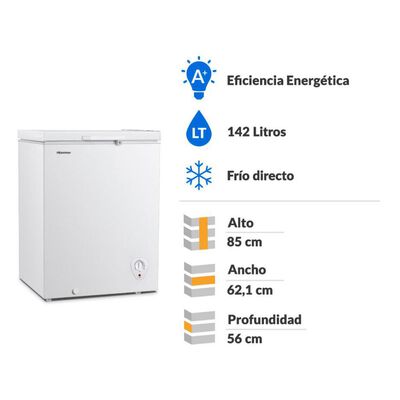 Freezer Horizontal Hisense FC-19DD/ Frío Directo / 142 Litros / A+
