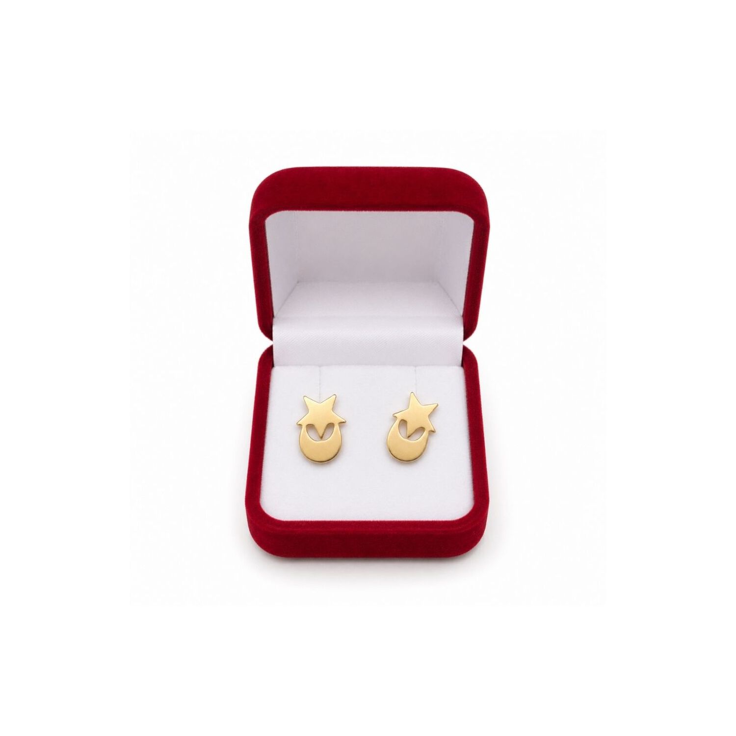 Aros Estrella Y Luna Oro 18k 1gr Mujer Ni&ntilde;a Hipoalerg&eacute;nic Dorado image number 1.0