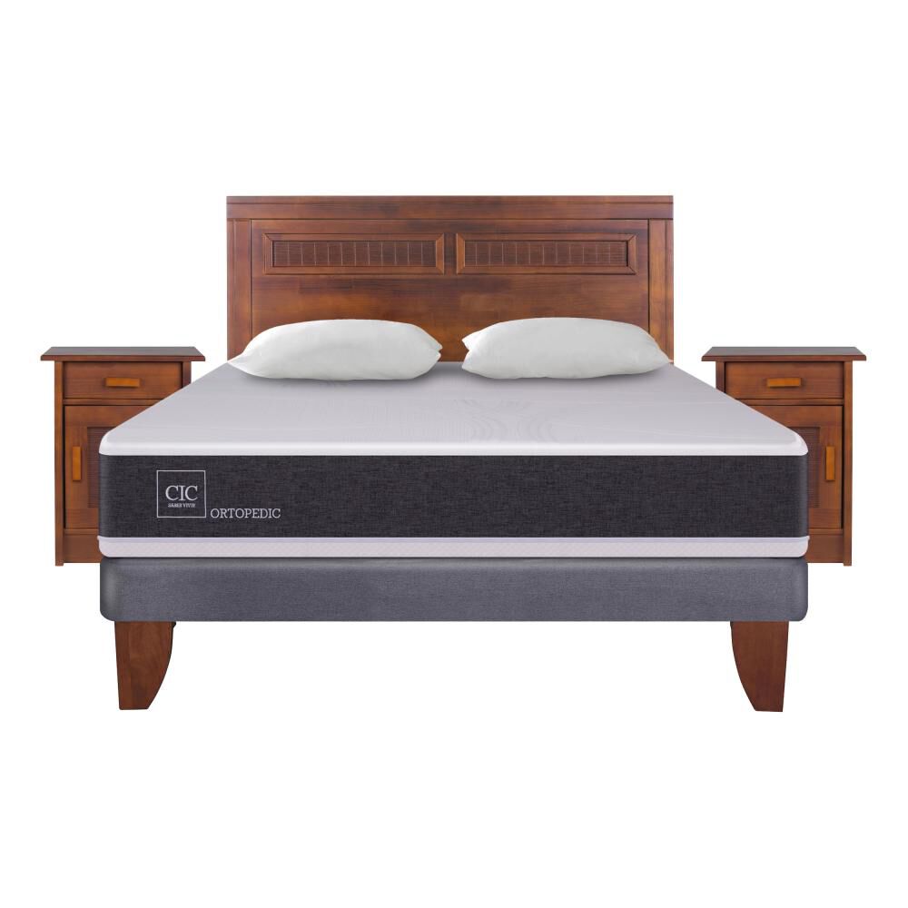 Cama Europea Cic New Ortopedic / 2 Plazas / Base Normal + Set De Maderas + Almohadas image number 0.0