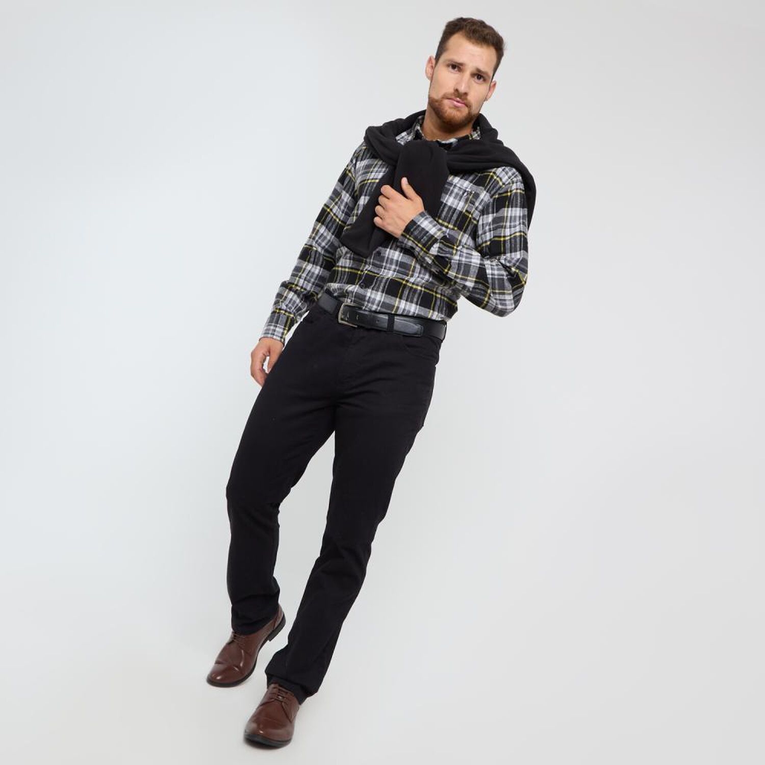 Camisa Bloque Color Slim Manga Larga Hombre Herald image number 1.0