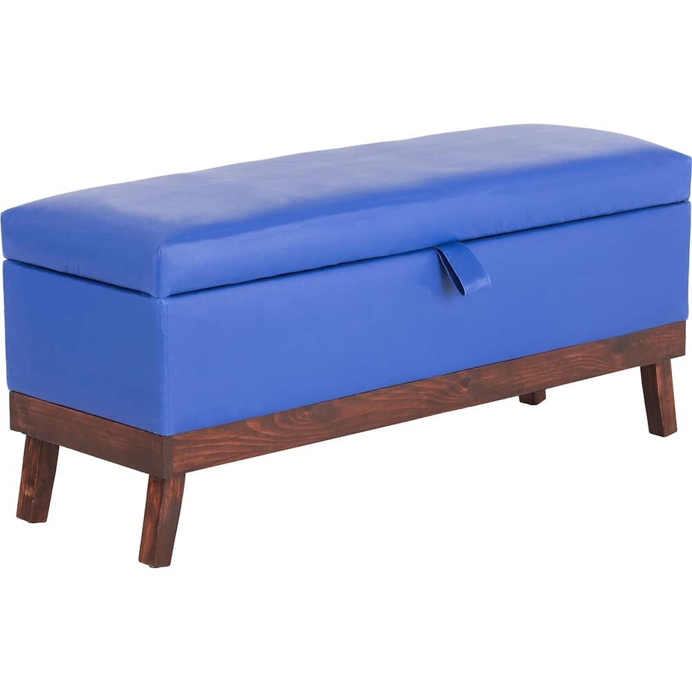 Banqueta Con Ba&uacute;l Incy Azul Eco Cuero 120x40x50 Cm M&aacute;xima Design image number 1.0