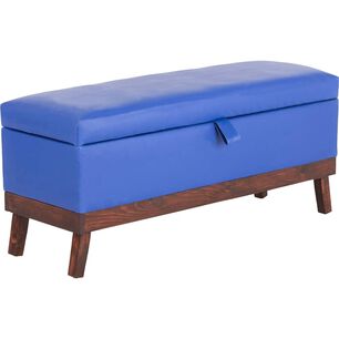 Banqueta Con Ba&uacute;l Incy Azul Eco Cuero 120x40x50 Cm M&aacute;xima Design
