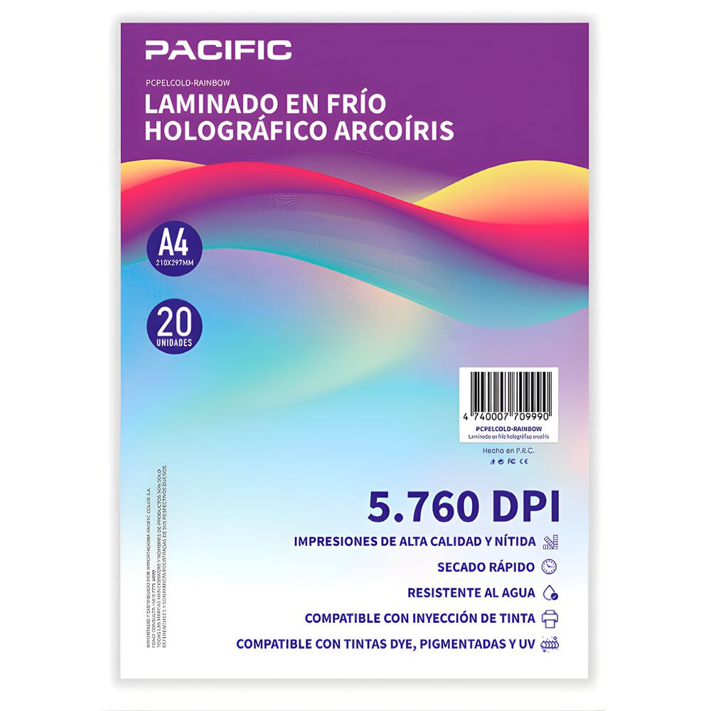 Laminado Frio Holografico 20 Hojas Arcoiris A4 - Ps image number 0.0