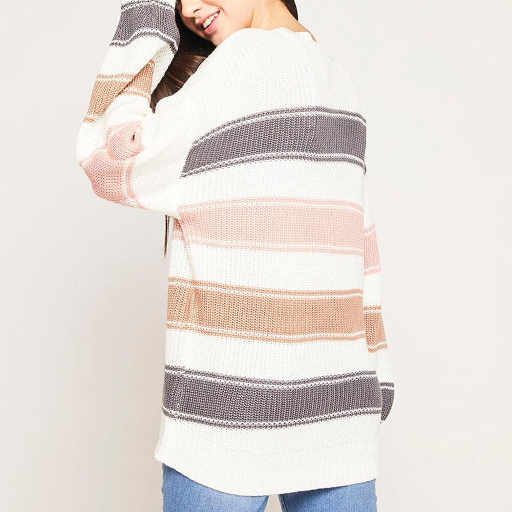 Sweater Lineas Relaxed Fit Cuello Redondo Mujer Freedom image number 2.0