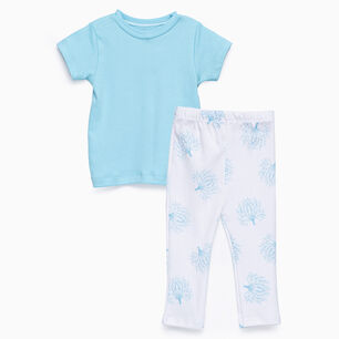 Pijama Turquesa Ramas Algod&oacute;n Peruano