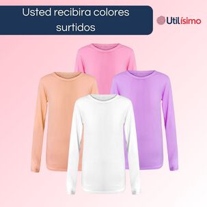Pack 3 Camisetas Polar Primera Capa Ni&ntilde;a Cuello Redondo