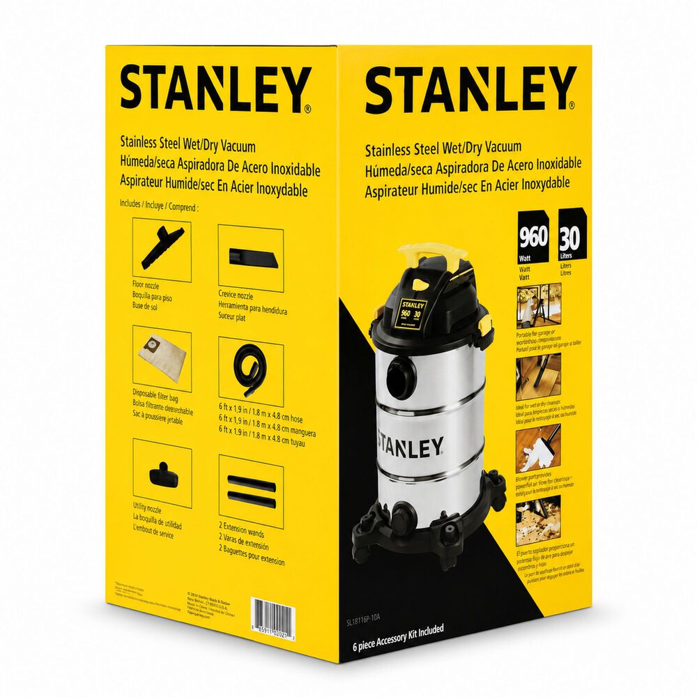 Aspiradora Profesional Stanley 30lt Polvo & Agua Sl19117 image number 8.0
