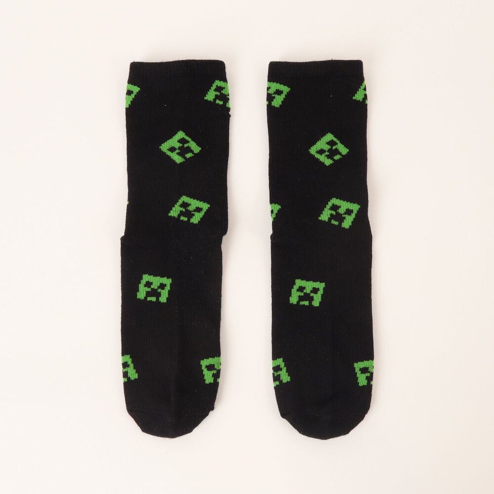 Tripack Calcetines Ni&ntilde;o Verde Creeper Minecraft image number 2.0