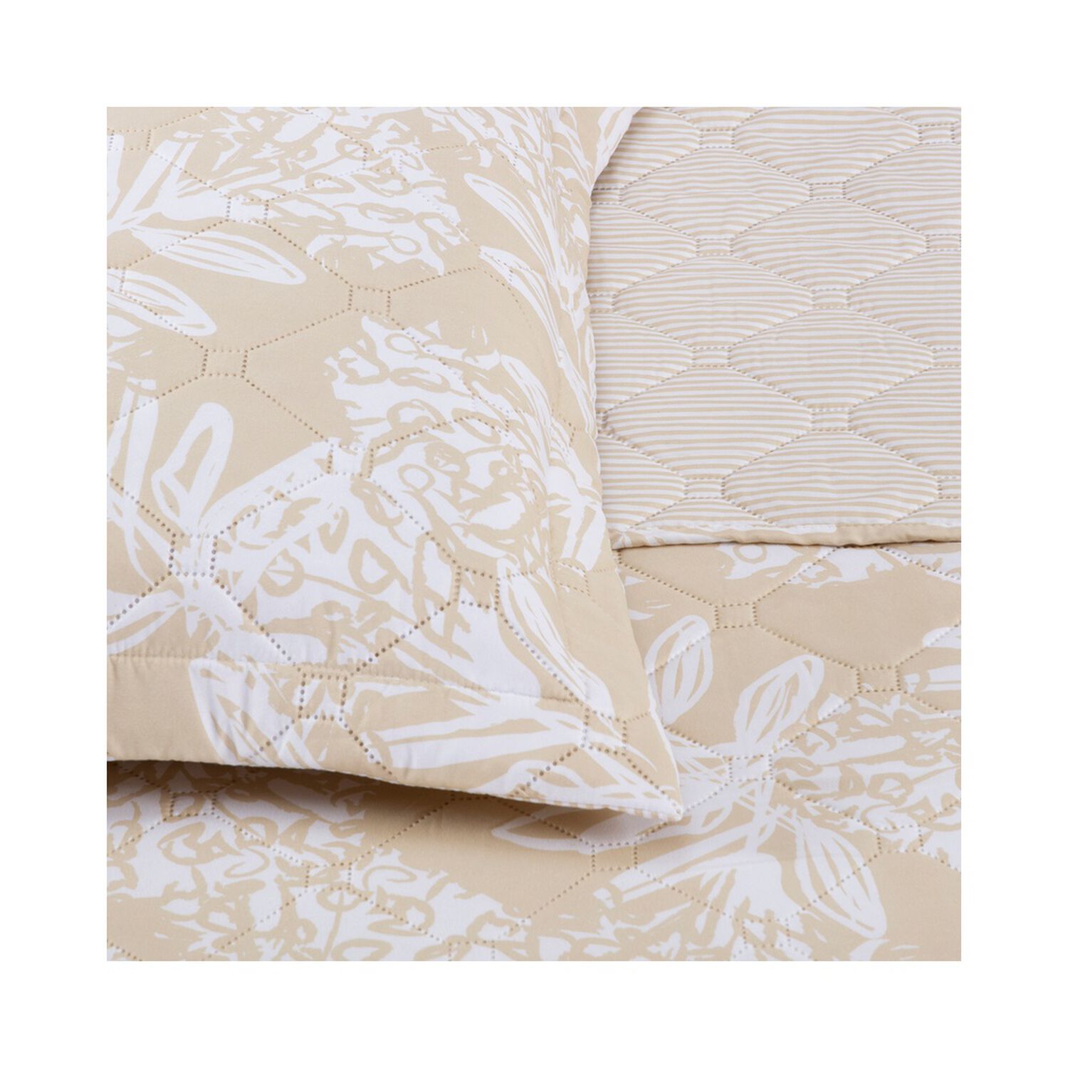 Quilt Andes Printed Rayas Beige 2 Plazas image number 3.0
