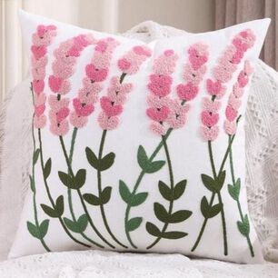 Funda Cojin Bordada 45x45 Cm Lavanda Rosado