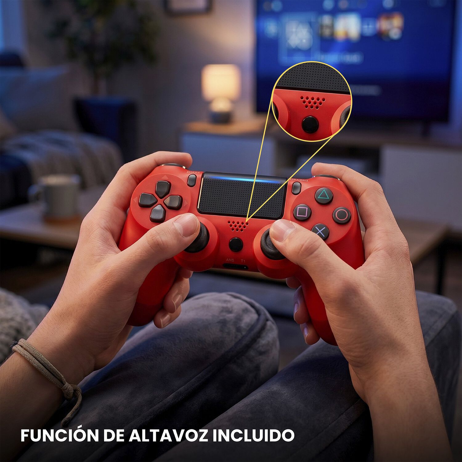Control Joystick Inal&aacute;mbrico Doble Shock P4 Rojo Levo image number 4.0