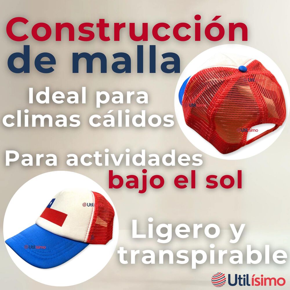 Gorro Jockey Talla &Uacute;nica Ajustable Malla Poli&eacute;ster Estampado Chileno image number 4.0