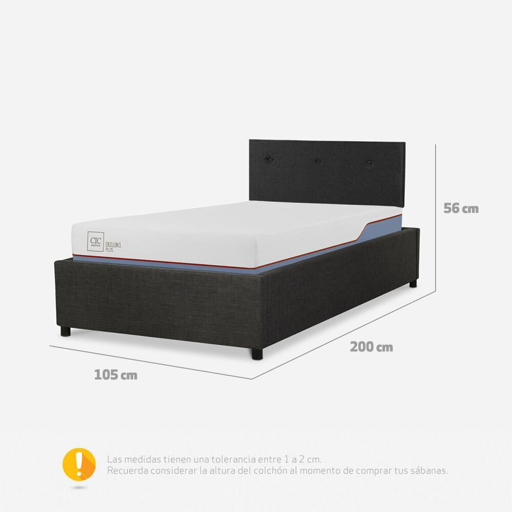 Cama Americana Cic Excellence Plus / 1.5 Plazas / Base Normal + Respaldo image number 3.0